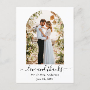 Moderne Arch Photo Lijst Wedding Love and Bedankt Briefkaart