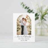 Moderne Arch Photo Lijst Wedding Love and Bedankt Briefkaart (Staand voorkant)