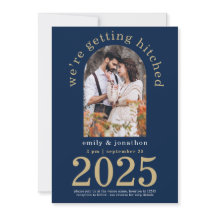 Moderne Arch Photo Navy Gold Wedding Save the Date