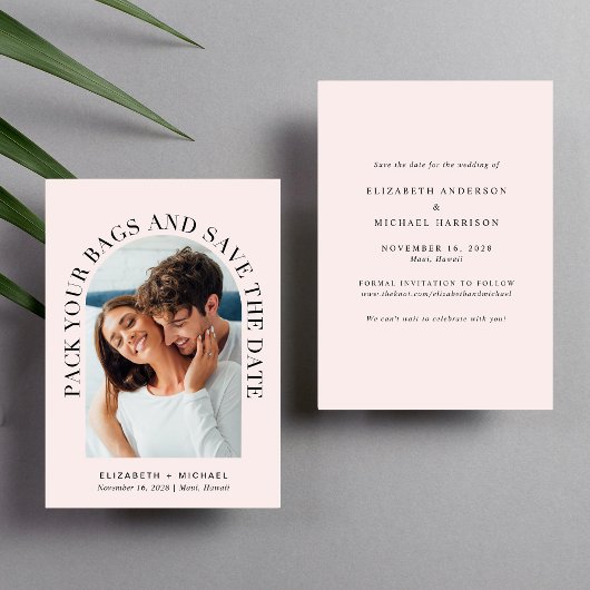 Moderne Arch Photo Pink Destination Wedding Save The Date