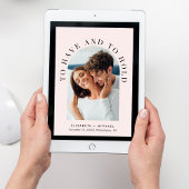 Moderne Arch Photo QR-code in één roze bruiloft Kaart