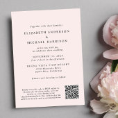 Moderne Arch Photo QR-code in één roze bruiloft Kaart