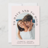 Moderne Arch Photo QR-code in één roze bruiloft Kaart (Voorkant)