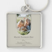 Moderne Arch Photo Vaderdag | Beige Sleutelhanger (Voorkant)