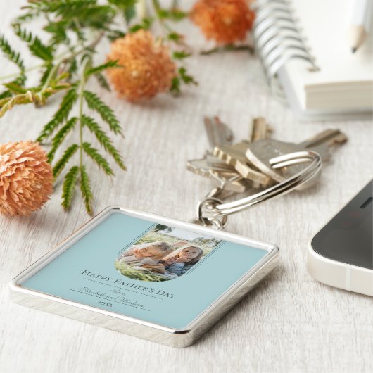 Moderne Arch Photo Vaderdag | BLAUWGROEN Sleutelhanger (Zijkant)