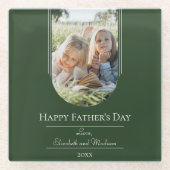 Moderne Arch Photo Vaderdag | Emerald Green Glazen Onderzetter (Voorkant)