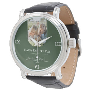 Moderne Arch Photo Vaderdag   Emerald Green Horloge