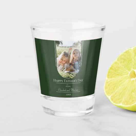 Moderne Arch Photo Vaderdag | Emerald Green Shot Glas (Voorkant)