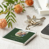 Moderne Arch Photo Vaderdag | Emerald Green Sleutelhanger (Zijkant)