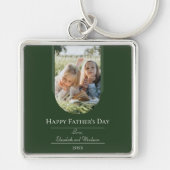 Moderne Arch Photo Vaderdag | Emerald Green Sleutelhanger (Voorkant)