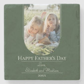Moderne Arch Photo Vaderdag | Emerald Green Stenen Onderzetter (Voorkant)