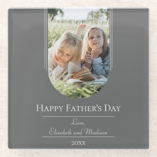 Moderne Arch Photo Vaderdag | Grijs Glazen Onderzetter (Voorkant)