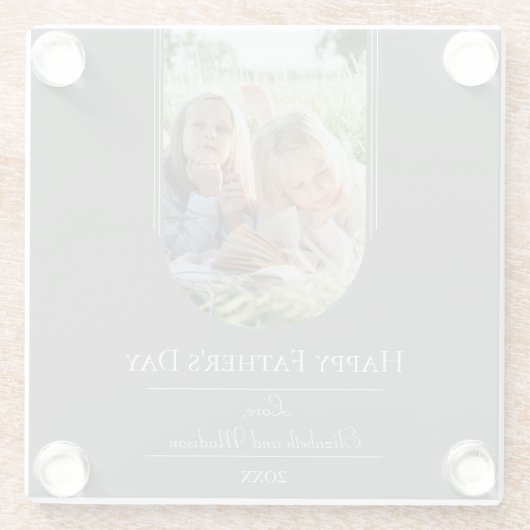 Moderne Arch Photo Vaderdag | Grijs Glazen Onderzetter (Achterkant)