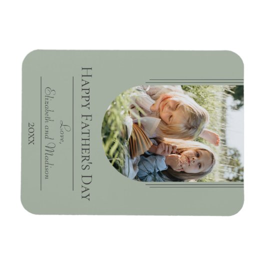 Moderne Arch Photo Vaderdag | Sage Green Magneet (Horizontaal)
