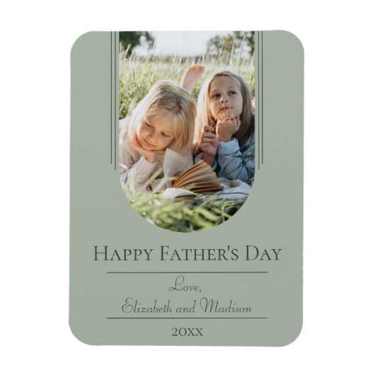 Moderne Arch Photo Vaderdag | Sage Green Magneet (Verticaal)