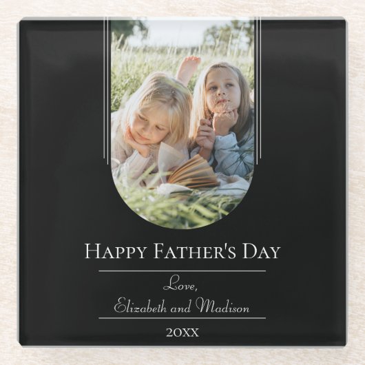 Moderne Arch Photo Vaderdag | Zwart Glazen Onderzetter (Voorkant)