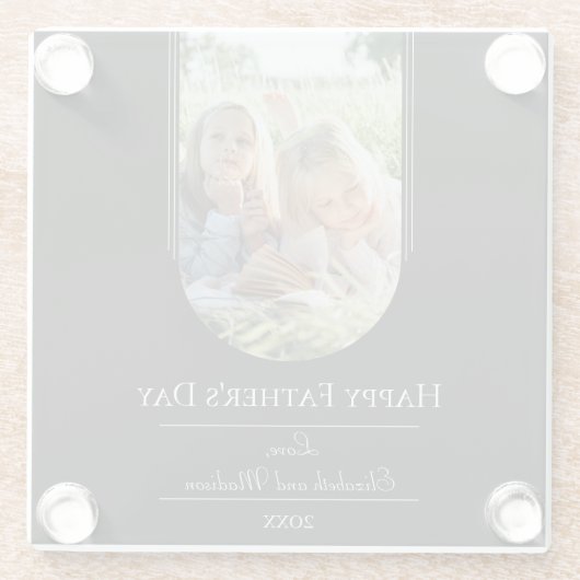 Moderne Arch Photo Vaderdag | Zwart Glazen Onderzetter (Achterkant)