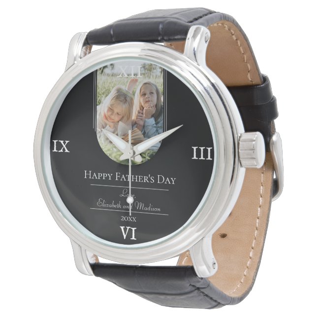 Moderne Arch Photo Vaderdag | Zwart Horloge (Gekanteld)