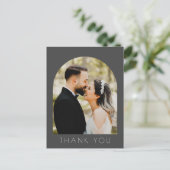 Moderne Arch Photo Wedding Bedankt Briefkaart (Staand voorkant)