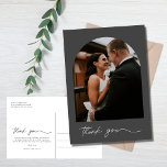 Moderne Arch Photo Wedding Bedankt Briefkaart<br><div class="desc">Moderne bruiloft bedankt je briefkaart in een handgeschreven script "bedankt" design met een favoriete foto van je bruiloft of huwelijksreis. Upload uw foto's en pas de achterkant van het briefkaart met uw terugkeeradres aan en bedank u bericht.</div>