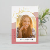 Moderne Arch Photos Roos Afstuderen Gold Foil Inv Folie Uitnodiging (Staand Voorkant)