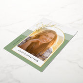 Moderne Arch Photos Sage Afstuderen Gold Folie Uitnodiging (Gedraaid)