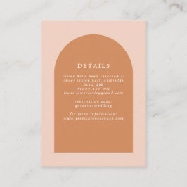 Moderne Arch Pink en Terracotta Wedding Informatiekaartje
