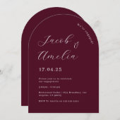 Moderne Arch Plum Engagement Party Kaart (Voorkant / Achterkant)