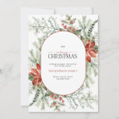 Moderne Arch Poinsettia Berry Merry kerkerkerst Feestdagenkaart (Voorkant)