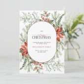 Moderne Arch Poinsettia Berry Merry kerkerkerst Feestdagenkaart (Staand voorkant)