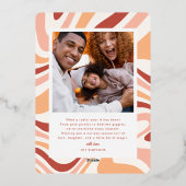 Moderne Arch Retro Groovy Kerstvakantie Foto Folie Feestdagenkaart (Achterkant)