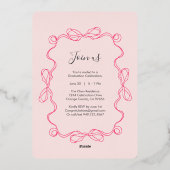 Moderne Arch Roze Bloemen Foto Afstudeerfeest Folie Uitnodiging (Achterkant)