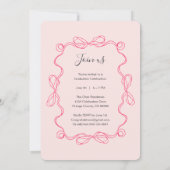 Moderne Arch Roze Bloemen Foto Afstudeerfeest Kaart (Achterkant)