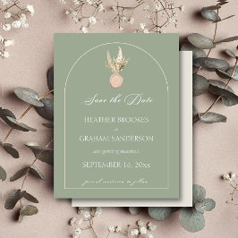Moderne Arch Sage Green Wedding Save the Date Kaar