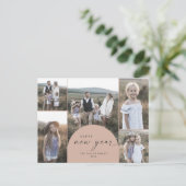 Moderne Arch | Salmon Multi Foto Family Nieuwjaar Feestdagenkaart (Staand voorkant)