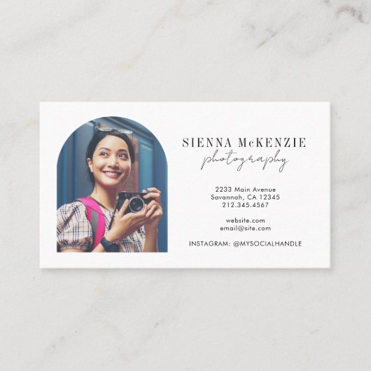 Moderne Arch Script Photography Professional Visitekaartje (Voorkant)