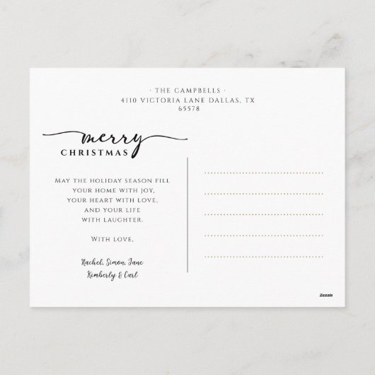 Moderne Arch & Script Rode Geruite Kerst Foto Feestdagenkaart (Achterkant)