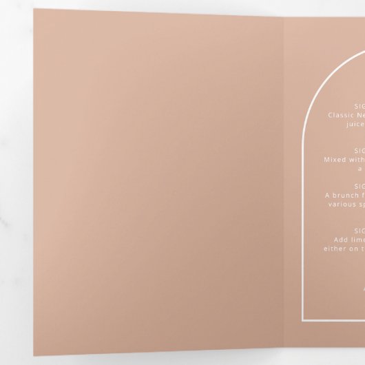 Moderne Arch Signature Cocktail Drink Menu Weddens (Binnenzijde eerst)