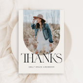 Moderne Arch Simple Boho Three Photo Afstuderen Bedankkaart