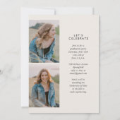 Moderne Arch Simple Boho Three Photo Afstuderen Kaart (Achterkant)