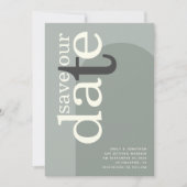 Moderne Arch Stylish Typography Sage Green Save The Date (Voorkant)