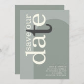 Moderne Arch Stylish Typography Sage Green Save The Date (Voorkant / Achterkant)