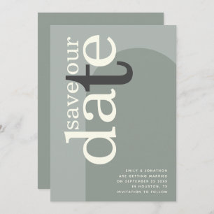 Moderne Arch Stylish Typography Sage Green Save The Date