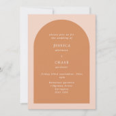 Moderne Arch Terracotta & Blush Editable Wedding Kaart (Voorkant)