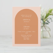 Moderne Arch Terracotta & Blush Editable Wedding Kaart (Staand voorkant)