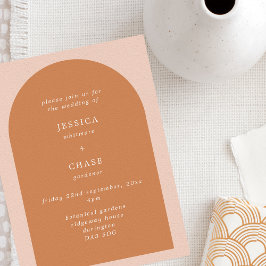 Moderne Arch Terracotta & Blush Editable Wedding Kaart