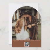 Moderne Arch Terracotta bruiloft Save the Date Kaa Kaart (Achterkant)