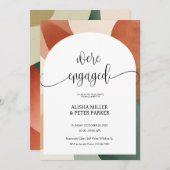 Moderne Arch Terracotta & Sage Engagement Party Save The Date (Voorkant / Achterkant)