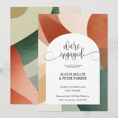 Moderne Arch Terracotta & Sage Engagement Party Save The Date (Voorkant / Achterkant)