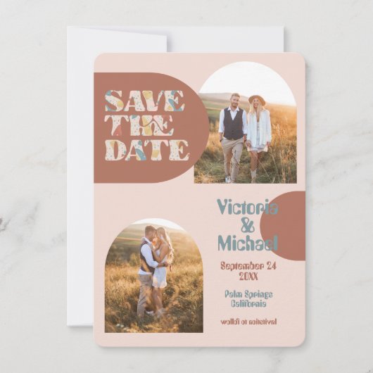 Moderne Arch Terrazzo Foto's Sla de datum op Kaart (Voorkant)